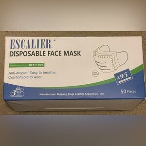 Face Masks - Disposable by Escalier BFE 95 NWT Sealed package of 50 w/Comformity